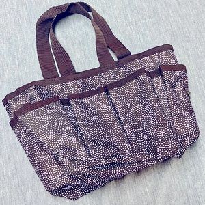 Thirty-One Mini Organizing Tote - Brown Pin Dots